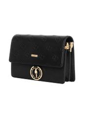 Black women's handbag with monogram TOREC-0536C-9P(W26), diagonal product view on a white background.