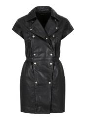 Black leather waist dress SUKDS-0049-5506(Z23)-04