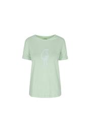 Pistacjowy T-shirt damski z wilgą TSHDT-0026-50(W19)-01