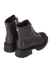 Dark brown women's ankle boots BUTYD-1343-1I(Z26), product view from the back on a white background.