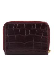Burgundy women's croco wallet PORES-0888B-4D(Z26), back view of the product on a white background.