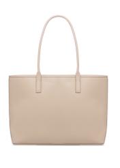 Large light beige women's handbag with braid TOREC-1168-1A(W26), product view from the back on a white background.