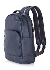 Navy blue leather men's backpack PLCMS-0018-69(W24)-06