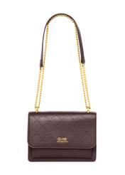 Burgundy women's handbag with monogram TOREC-1155-4P(Z26), product view from the front on a white background.
