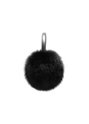 Black natural fur earmuffs NAUDF-0006-99(Z25), side view of the product on a white background.