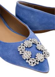 Blue women's ballerinas with buckle BUTYD-0990-61(W23)-06