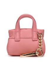 Pink leather bag-shaped keychain BRELOK-0214-31(Z25), back view of the product on a white background.