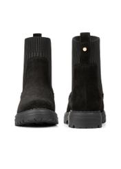 Women's black suede Chelsea boots BUTYD-1194-9E(Z26), front and back product view on white background.