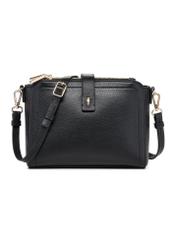 Leather black shoulder bag TORES-1275-9I(W26) - front product view on white background.