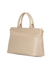 Beige large leather women's handbag TORES-1158-1B(Z26). Side view, diagonal, on a white background.