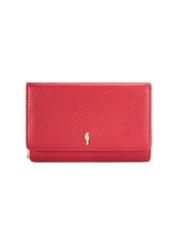 Large red leather women's wallet PORES-0801R-4B(W26), front product view on white background.