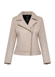 Beige leather biker jacket for women KURDS-0539-2850(W25)