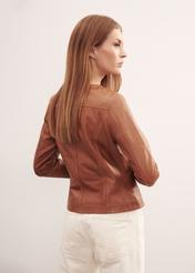 Women's brown leather jacket KURDS-0154-4155(W23)-02