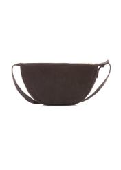 Dark brown leather semi-circular women's handbag TORES-1309-1I(W26), back view of the product on a white background.