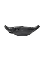 Men's black leather waist bag with logo TORMS-0295A-99(Z25) - front product view on white background.