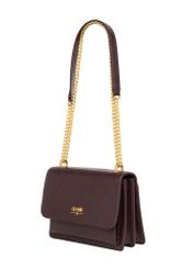 Burgundy women's handbag with monogram TOREC-1155-4P(Z26), diagonal product view on a white background.