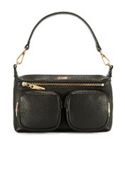 Black leather women's handbag TORES-1161-99(Z25), front view of the product on a white background.-02