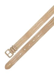 Beige leather women's belt PASDS-0341-1A(W26), top product view on white background.