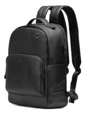 Men's black leather backpack PLCMS-0018R-9I(W26), diagonal product view on white background.