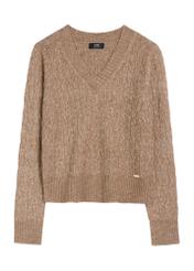 Women's brown sweater SWEDT-0237-84(Z25), product view from the front on a white background.