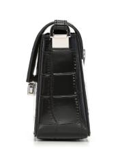 Elegant black croco women's handbag TOREC-1251-9G(Z26) - side view of the product, on a white background.