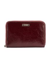 Women's leather burgundy wallet PORES-0966-49(Z25), front product view on white background.