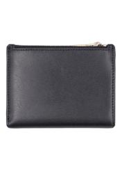 Black leather women's wallet PORES-1012-99(Z26), product view from the back on a white background.
