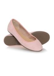 Pink velour ballerinas for women BUTYD-0713A-34(W23)-04