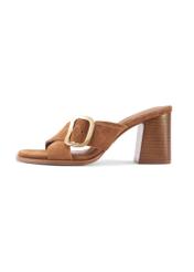 Women's suede mules with a block heel BUTYD-1228-1D(W26)
