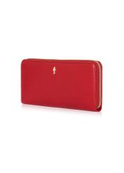 Red leather women's wallet PORES-0800R-4B(W26) - diagonal product view on a white background.