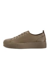 Women's leather sneakers in cool beige color BUTYD-1062-1K(W26) - product view from the side, on a white background.