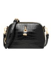 Black small croco bag TOREC-1331-9G(Z26) - front product view, on white background.