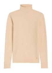 Beige women's turtleneck sweater SWEDT-0241-80(Z25), front product view on white background.