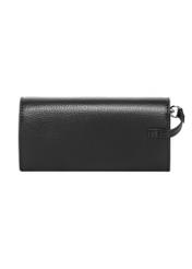 Black leather glasses case PORES-1014R-9I(Z26), product view from the back on a white background.