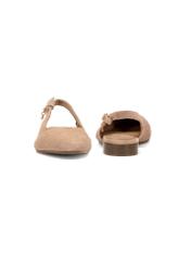 Beige suede ballerinas without heel BUTYD-1051A-81(W25)-04