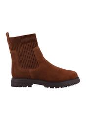 Light brown suede women's Chelsea boots BUTYD-1194-1G(Z26). Product view from the side, on a white background.