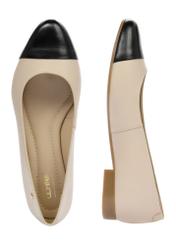 Leather beige and black ballerinas BUTYD-1050-81(W25)
