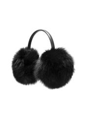 Black natural fur earmuffs NAUDF-0006-99(Z25), diagonal product view on white background.