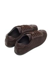 Dark brown women's leather sneakers BUTYD-1293-1I(Z26) - product view from above, on a white background.