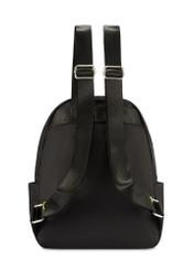 Black medium women's backpack with a waist bag TOREN-0327-99(Z25), product view from the back without the waist bag on a white background.
