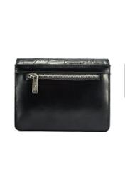 Black croco leather handbag TORES-1176-99(Z25), product view from the back on a white background.