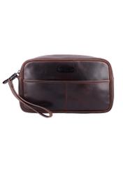 Dark brown leather men's cosmetic bag TORMS-0544-1I(Z26), front product view on white background.