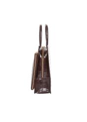 Burgundy croco leather laptop bag TORES-1321-4D(Z26). Side view on white background.