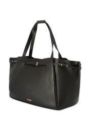 Black leather shopper bag TORES-1207-9I(W26) - diagonal product view, on a white background.