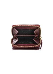 Small red leather women's wallet PORES-0815-4C(W26), product view inside on white background.