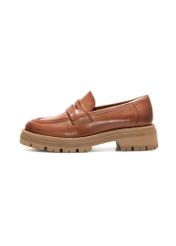 Women's leather moccasins in cognac color BUTYD-1187-1F(Z26), side view of the product on a white background.