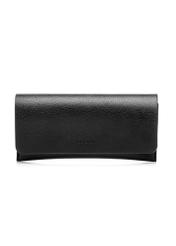 Black imitation leather glasses case POREC-0434-99(W26), front product view on white background.