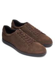 Dark brown suede men's shoes BUTYM-0513-1I(Z26), diagonal product view on white background.