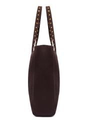 Brown suede women's handbag with studs TORES-1382-1I(Z26), side view of the product on a white background.