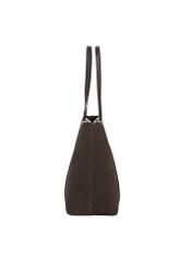 Large women's leather handbag in dark brown color TORES-1397-1I(Z26), side view of the product on a white background.